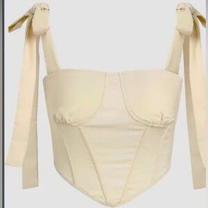 Cider Cream Corset Top with Bow Straps